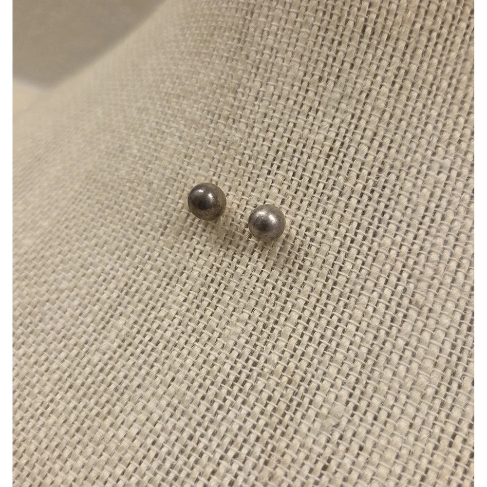 Vintage 6mm Sterling Silver Ball Stud Earrings 925‎
